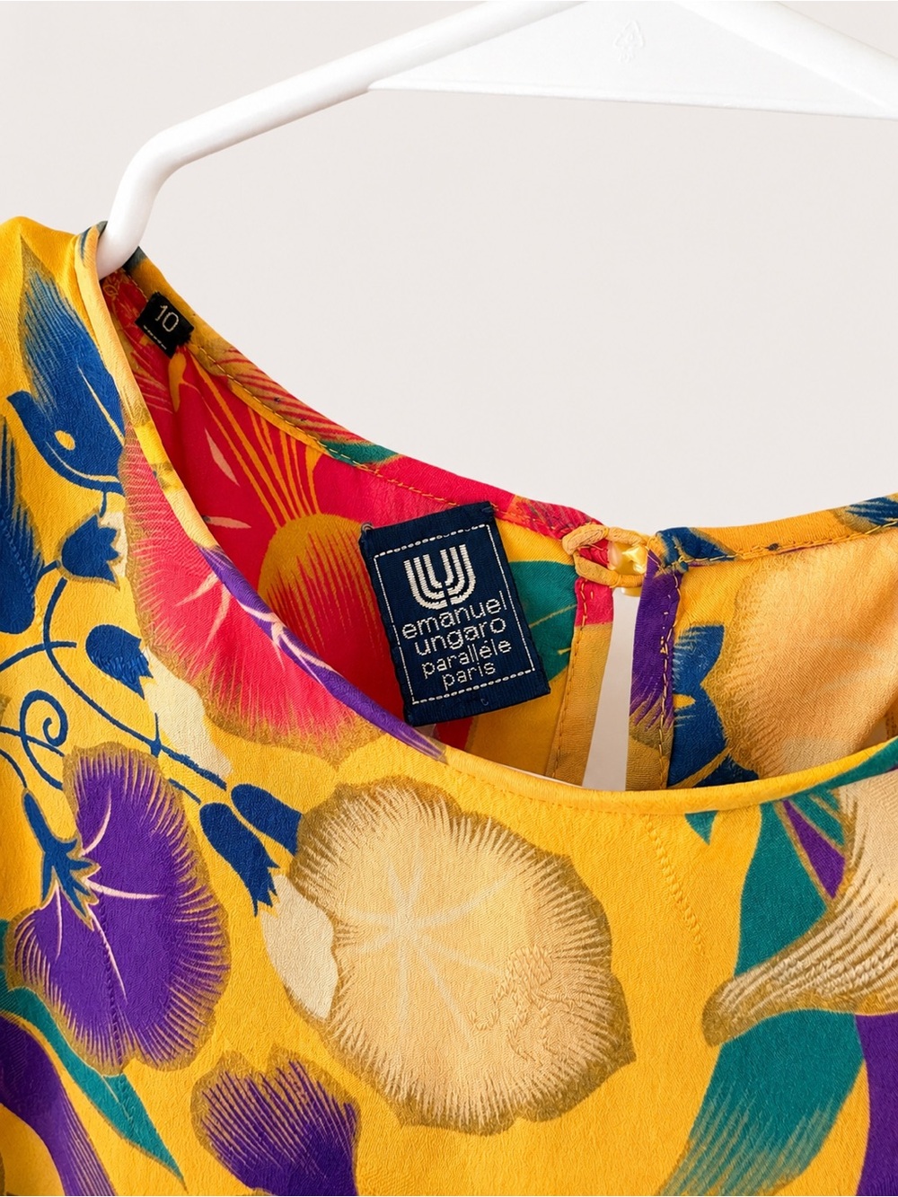 Vintage Emanuel Ungaro Parallèle Paris Floral Silk Blend Blouse Size 10 - Picture 4 of 5